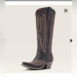 Ariat- Casanova Western  Leather Boot-- Black with Brown Stitching Woman size 10